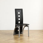 4 - Piece Long Backrest PU Leather Dining Chairs - Square Hollow Decoration Design - product type - NovaVisio