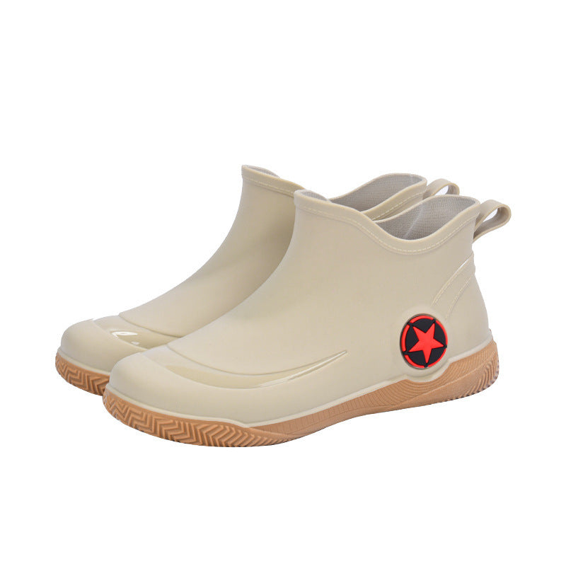 Stylish short-top men's rain boots, low-cut, non-slip and waterproof.