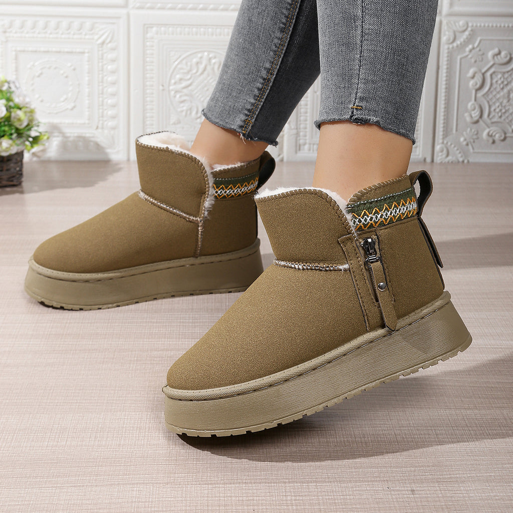 Side Zipper Thick Sole Height Increasing Snow Boots For Women