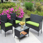 4PC Rattan Patio Furniture Set Outdoor Wicker Sofa W Green Cushions - product type - NovaVisio