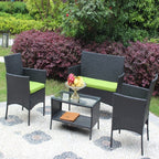 4PC Rattan Patio Furniture Set Outdoor Wicker Sofa W Green Cushions - product type - NovaVisio