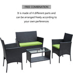 4PC Rattan Patio Furniture Set Outdoor Wicker Sofa W Green Cushions - product type - NovaVisio