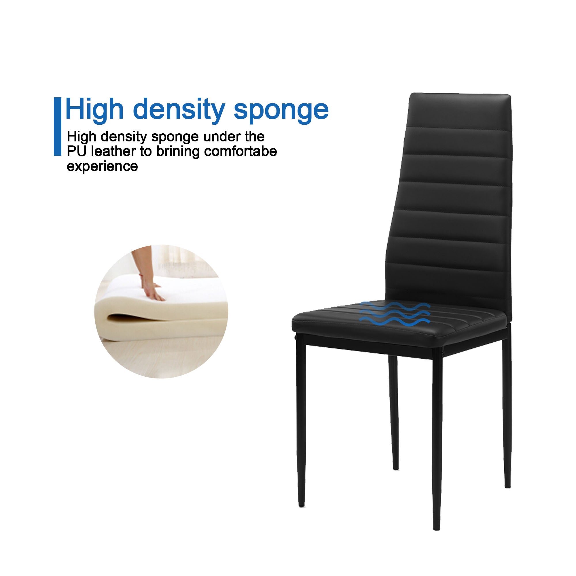 5 - Piece Dining Table Set - Tempered Glass Table with 4 Faux Leather Chairs - product type - NovaVisio