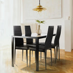 5 - Piece Dining Table Set - Tempered Glass Table with 4 Faux Leather Chairs - product type - NovaVisio