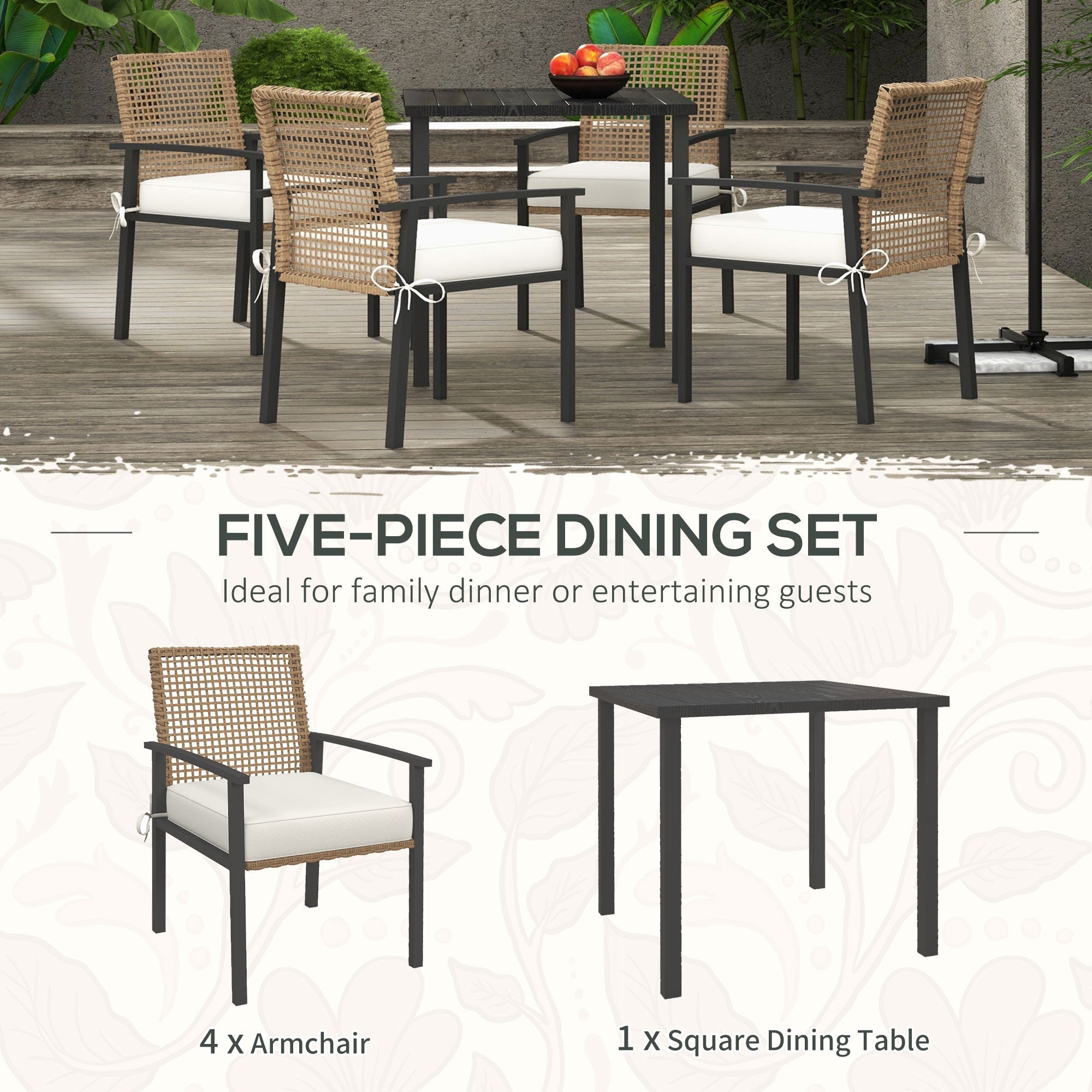 5 Pieces Outdoor Dining Set for 4 - product type - NovaVisio