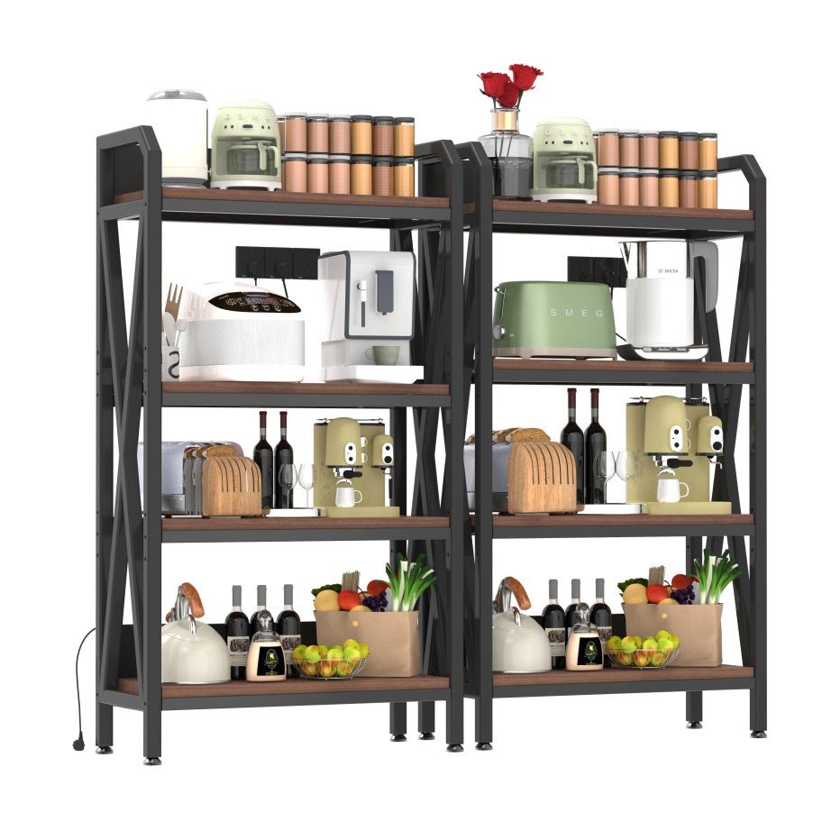 56.30'' Bakers Rack 4 - Level Storage Shelves Metal And Wooden Kitchen Shelves, Kitchen Organizers And Storage, For Garage, Pantry, Bathroom, Closet ,33.50'' Length - product type - NovaVisio