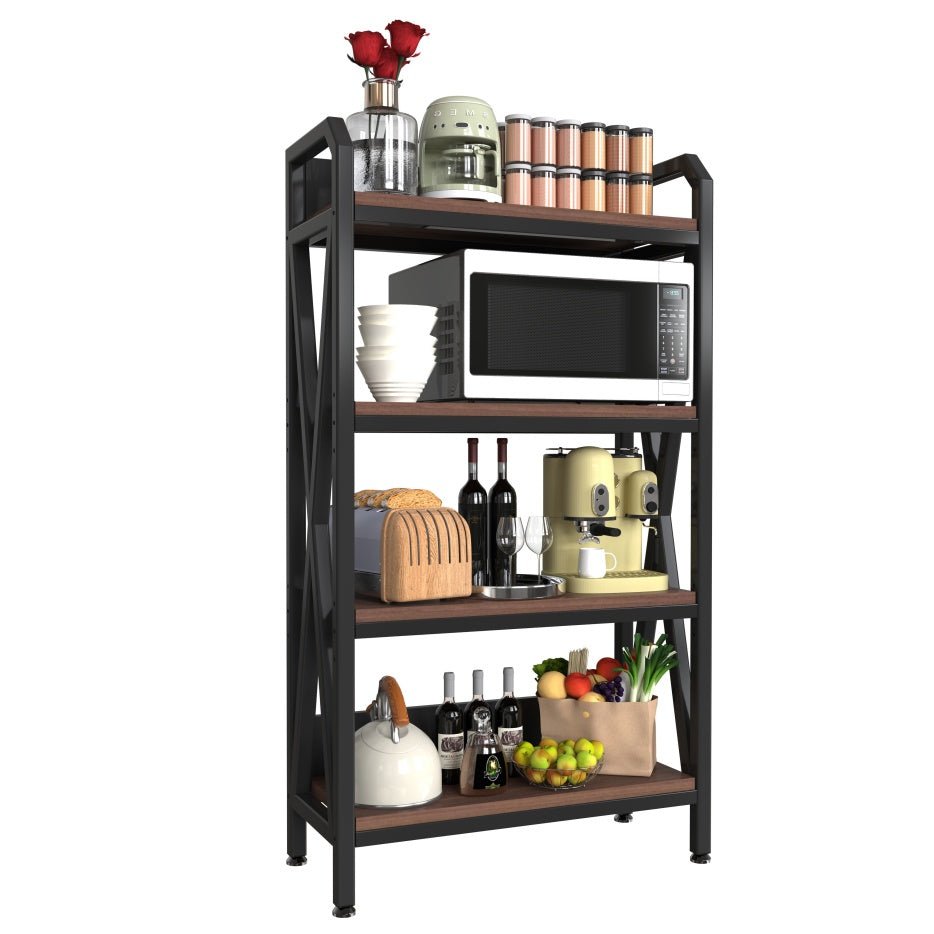 56.30'' Bakers Rack 4 - Level Storage Shelves Metal And Wooden Kitchen Shelves, Kitchen Organizers And Storage, For Garage, Pantry, Bathroom, Closet ,33.50'' Length - product type - NovaVisio