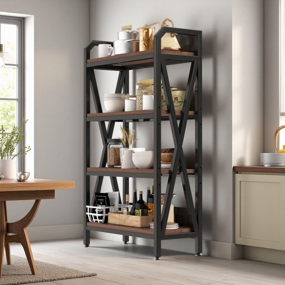 56.30'' Bakers Rack 4 - Level Storage Shelves Metal And Wooden Kitchen Shelves, Kitchen Organizers And Storage, For Garage, Pantry, Bathroom, Closet ,33.50'' Length - product type - NovaVisio