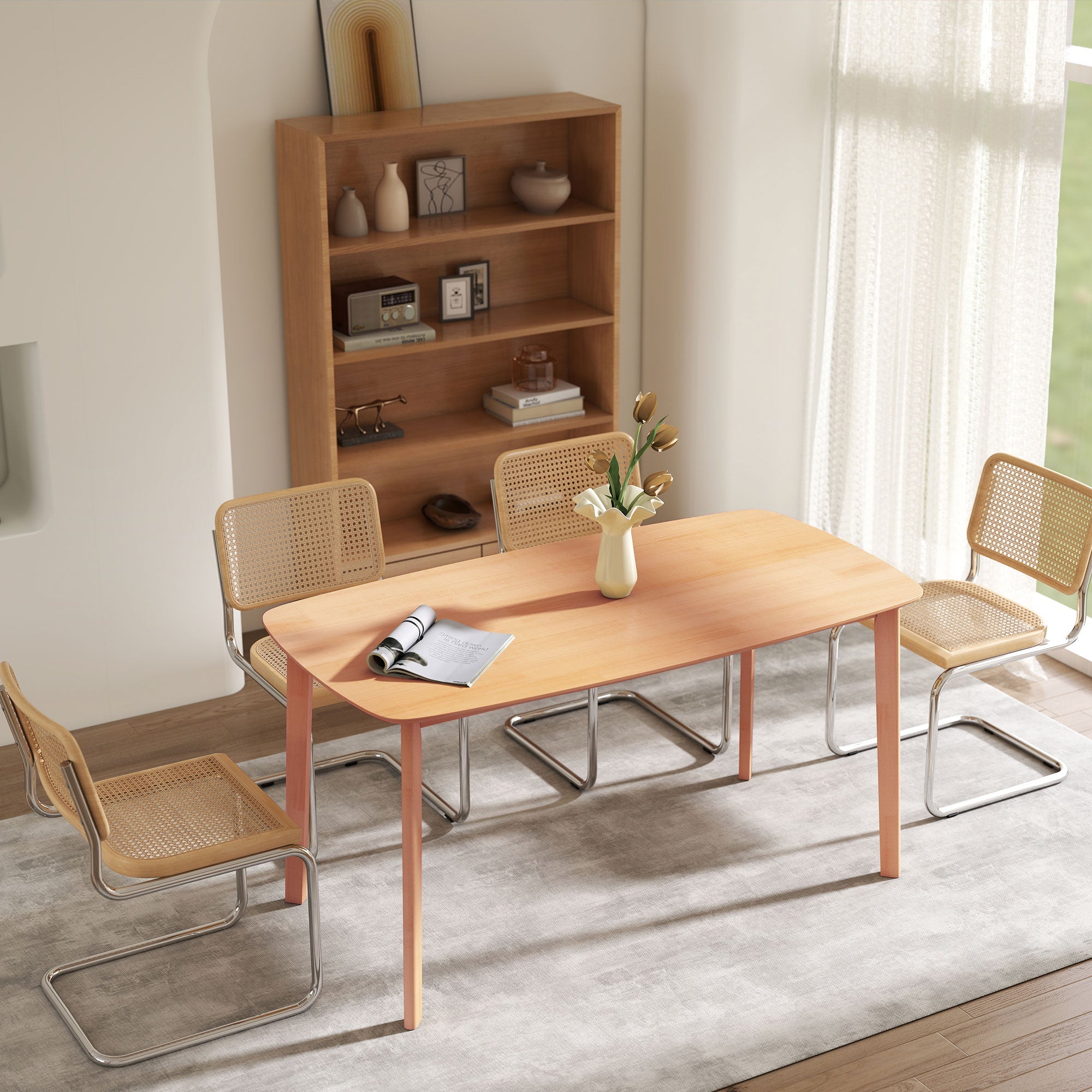 59" Pine Wood Dining Table for 6 - Rustic Rectangular Kitchen Table Natural - product type - NovaVisio