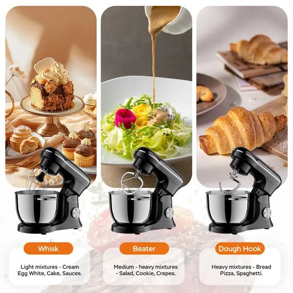 5L Electric Stand Mixer - 10 Speed Tilt - Head with Stainless Steel Bowl & Attachments | Black - product type - NovaVisio