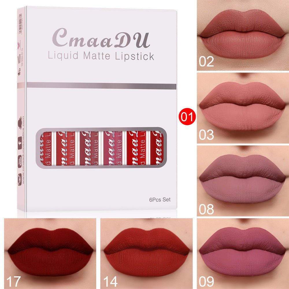 6 Boxes Of Matte Non - stick Cup Waterproof Lipstick Long Lasting Lip Gloss - product type - NovaVisio