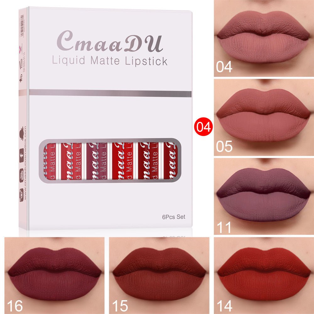 6 Boxes Of Matte Non - stick Cup Waterproof Lipstick Long Lasting Lip Gloss - product type - NovaVisio
