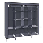 67" Portable Clothes Closet Wardrobe - 12 Shelves & 4 Side Pockets Storage Organizer | Gray - product type - NovaVisio