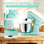 6QT & 5QT Dual Bowl Stand Mixer - 10 Speed Tilt - Head with Timer & Attachments | Blue - product type - NovaVisio