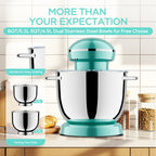 6QT & 5QT Dual Bowl Stand Mixer - 10 Speed Tilt - Head with Timer & Attachments | Blue - product type - NovaVisio
