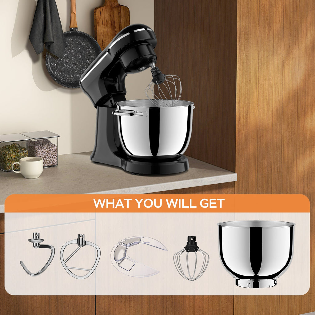 6QT Electric Stand Mixer - 10 Speed Tilt - Head with Stainless Steel Bowl & Attachments - product type - NovaVisio