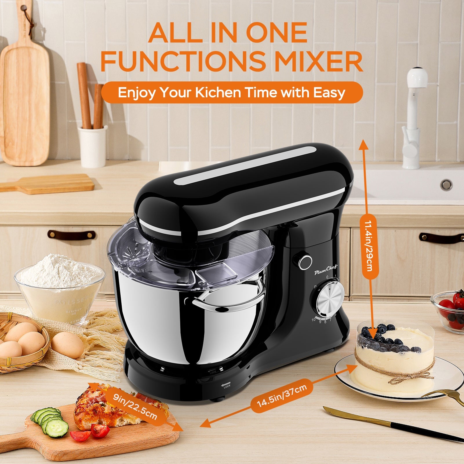 6QT Electric Stand Mixer - 10 Speed Tilt - Head with Stainless Steel Bowl & Attachments - product type - NovaVisio