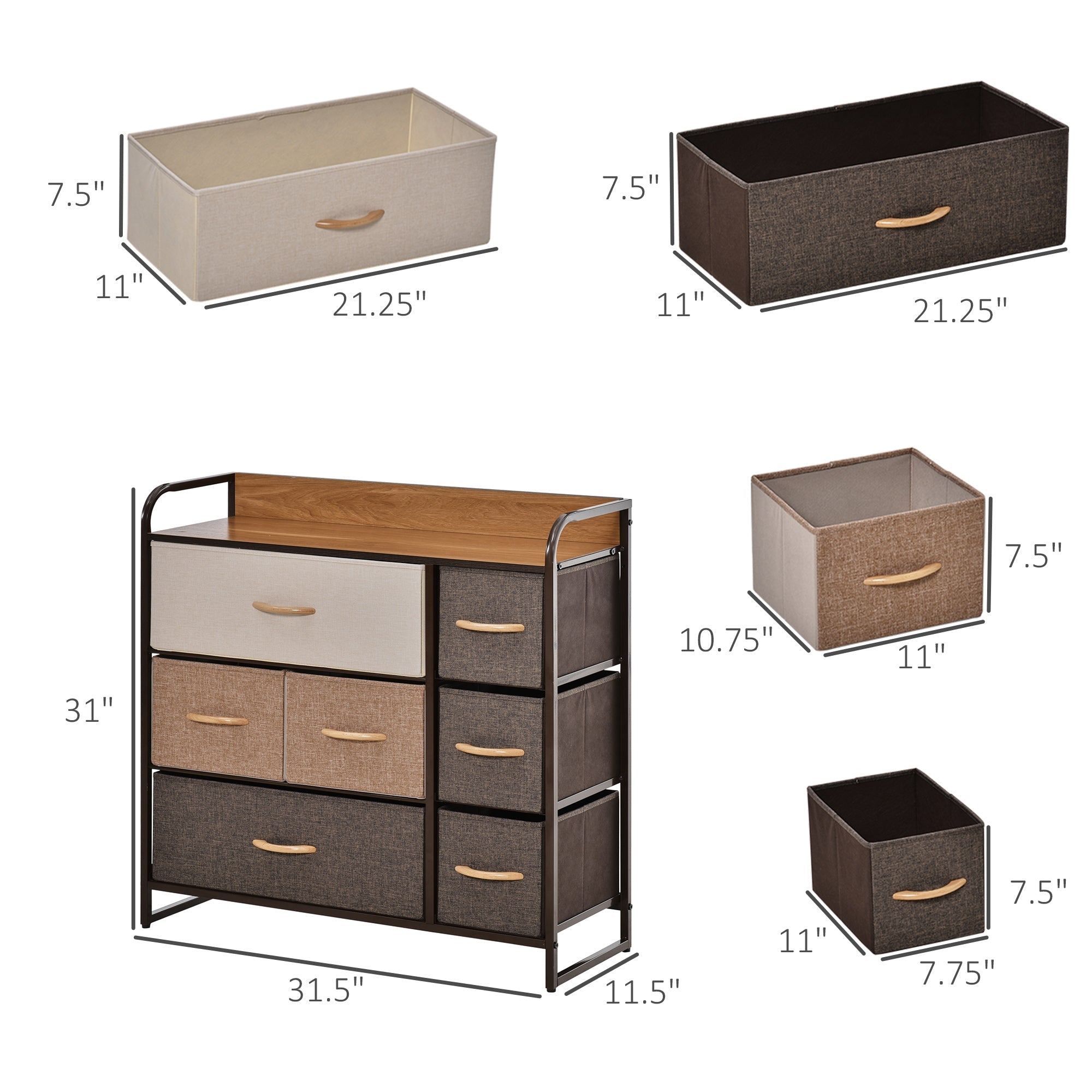 7 - Drawer Dresser - 3 - Tier Storage Organizer with Steel Frame - product type - NovaVisio