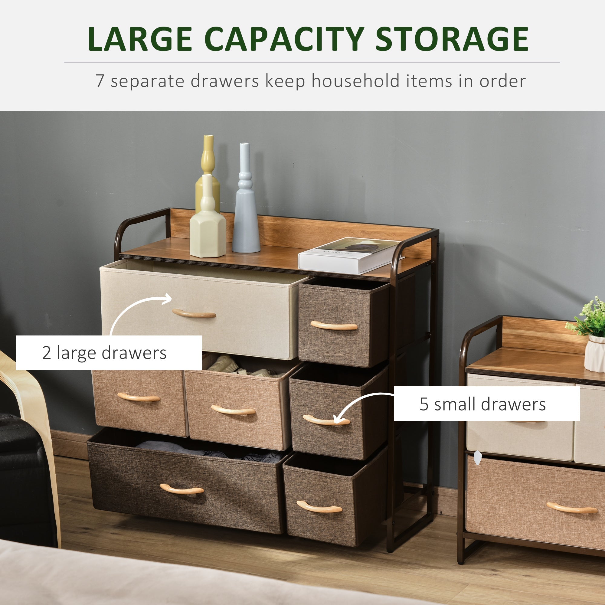 7 - Drawer Dresser - 3 - Tier Storage Organizer with Steel Frame - product type - NovaVisio