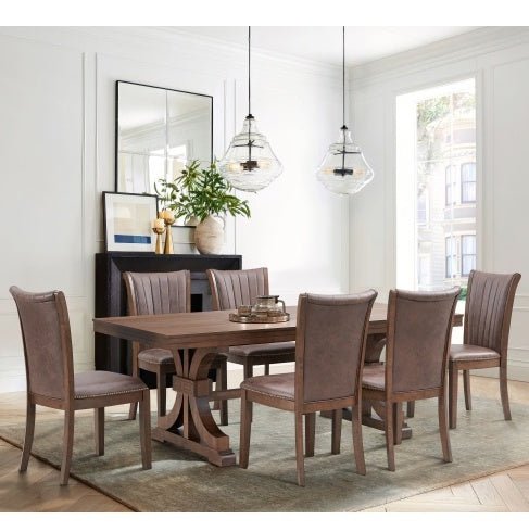 78.74" Rectangular Rubber Wood Dining Table for 6 - 8 - Mid - Century Modern Oak - product type - NovaVisio