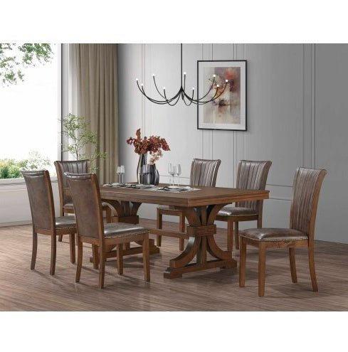 78.74" Rectangular Rubber Wood Dining Table for 6 - 8 - Mid - Century Modern Oak - product type - NovaVisio