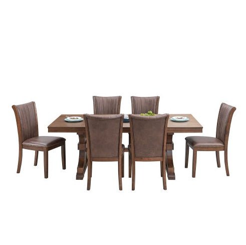 78.74" Rectangular Rubber Wood Dining Table for 6 - 8 - Mid - Century Modern Oak - product type - NovaVisio