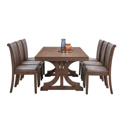 78.74" Rectangular Rubber Wood Dining Table for 6 - 8 - Mid - Century Modern Oak - product type - NovaVisio