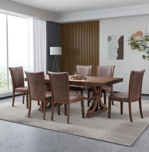 78.74" Rectangular Rubber Wood Dining Table for 6 - 8 - Mid - Century Modern Oak - product type - NovaVisio