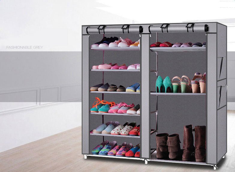 9 - Tier Shoe Rack Organizer - Double Row Storage Cabinet, Gray, 42" Tall - product type - NovaVisio