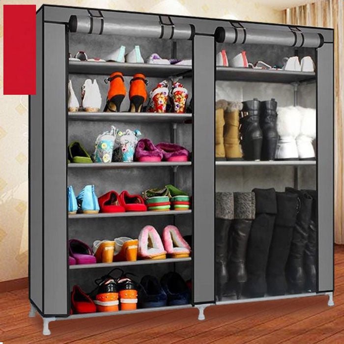 9 - Tier Shoe Rack Organizer - Double Row Storage Cabinet, Gray, 42" Tall - product type - NovaVisio