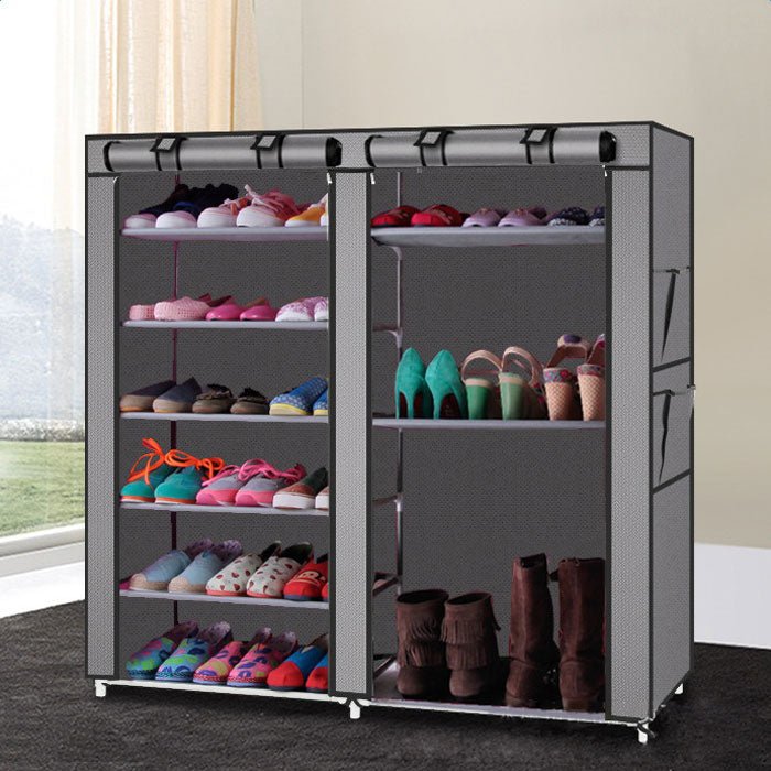 9 - Tier Shoe Rack Organizer - Double Row Storage Cabinet, Gray, 42" Tall - product type - NovaVisio