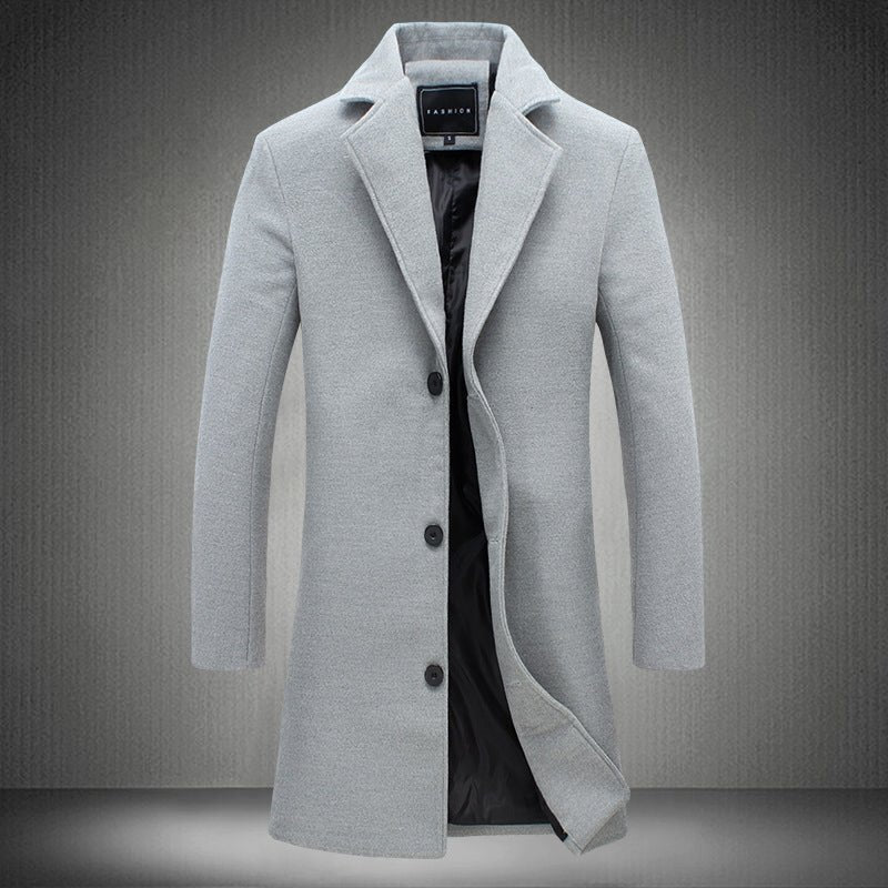 Autumn And Winter New Mens Solid Color Casual Business Woolen Coats - product type - NovaVisio