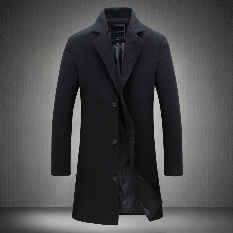Autumn And Winter New Mens Solid Color Casual Business Woolen Coats - product type - NovaVisio