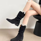 Autumn Western Pleated Short Single Women's Pile Style Boots - product type - NovaVisio