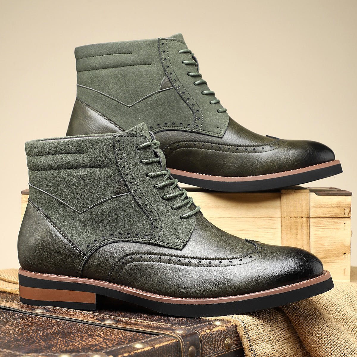 British Style Retro Martin Boots Mid - top Carved Men's - product type - NovaVisio