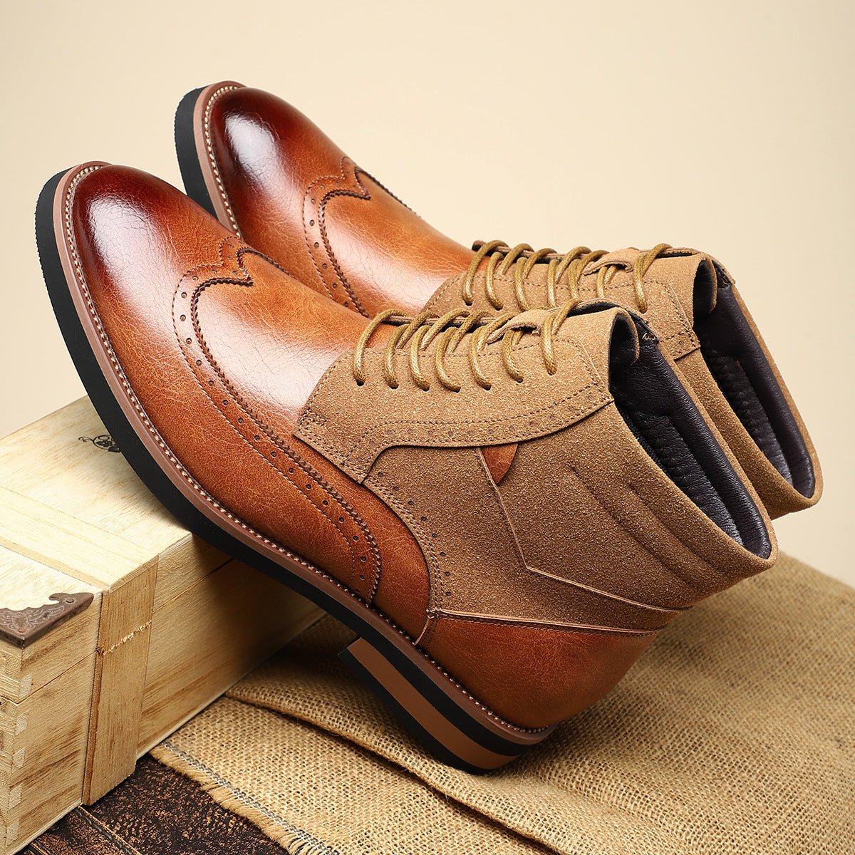British Style Retro Martin Boots Mid - top Carved Men's - product type - NovaVisio