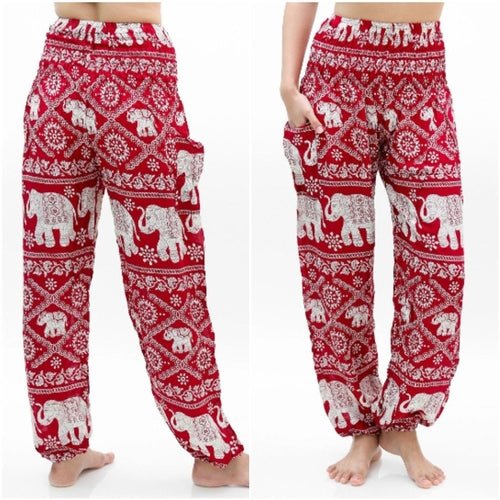 Burgundy ELEPHANT Pants Women Boho Pants Hippie Pants Yoga - product type - NovaVisio