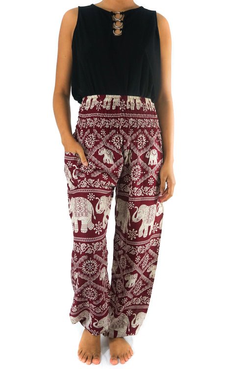 Burgundy ELEPHANT Pants Women Boho Pants Hippie Pants Yoga - product type - NovaVisio