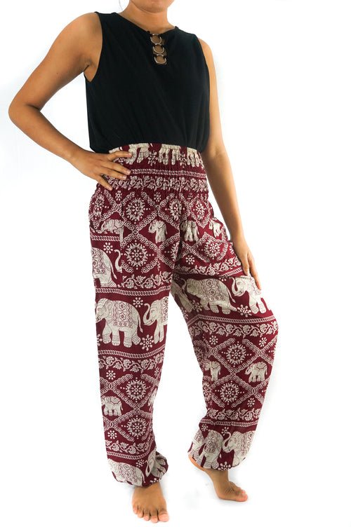 Burgundy ELEPHANT Pants Women Boho Pants Hippie Pants Yoga - product type - NovaVisio