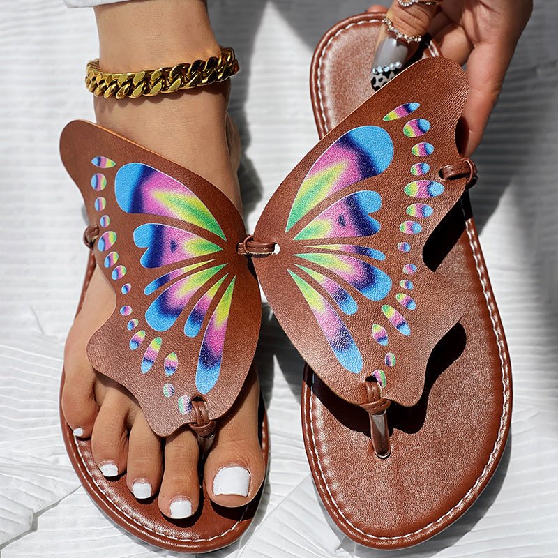 Butterfly Print Flip Flops - Comfortable Summer Beach Sandals for Women - product type - NovaVisio