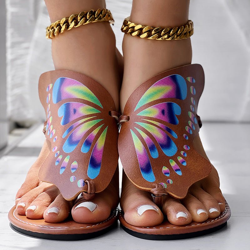 Butterfly Print Flip Flops - Comfortable Summer Beach Sandals for Women - product type - NovaVisio