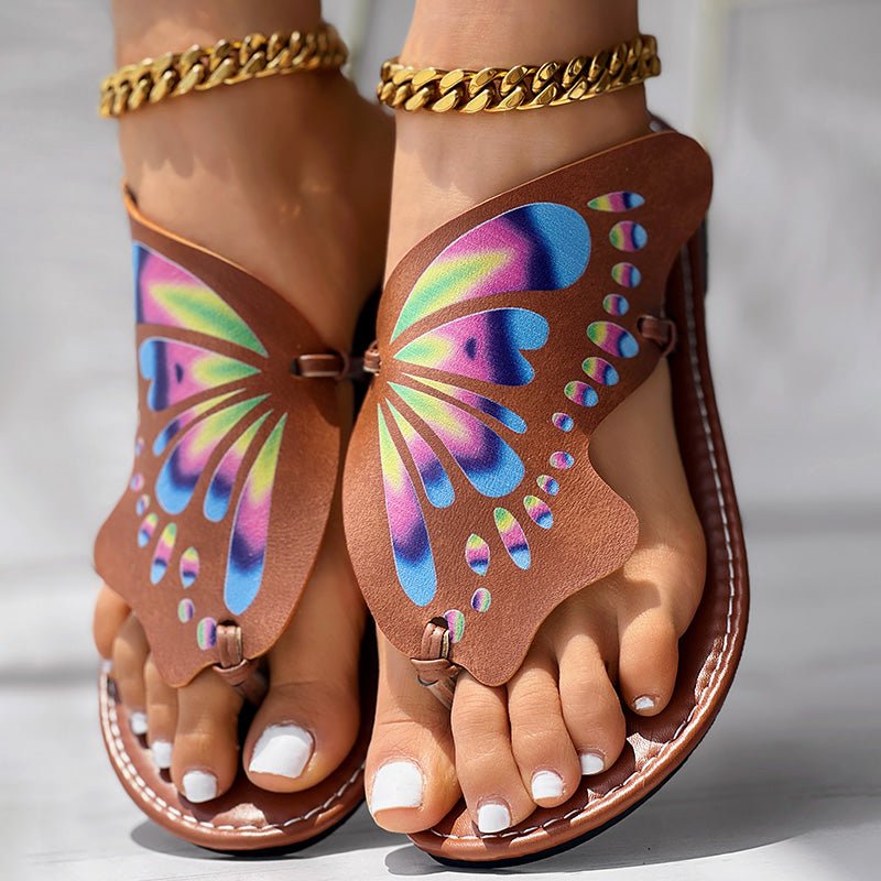 Butterfly Print Flip Flops - Comfortable Summer Beach Sandals for Women - product type - NovaVisio