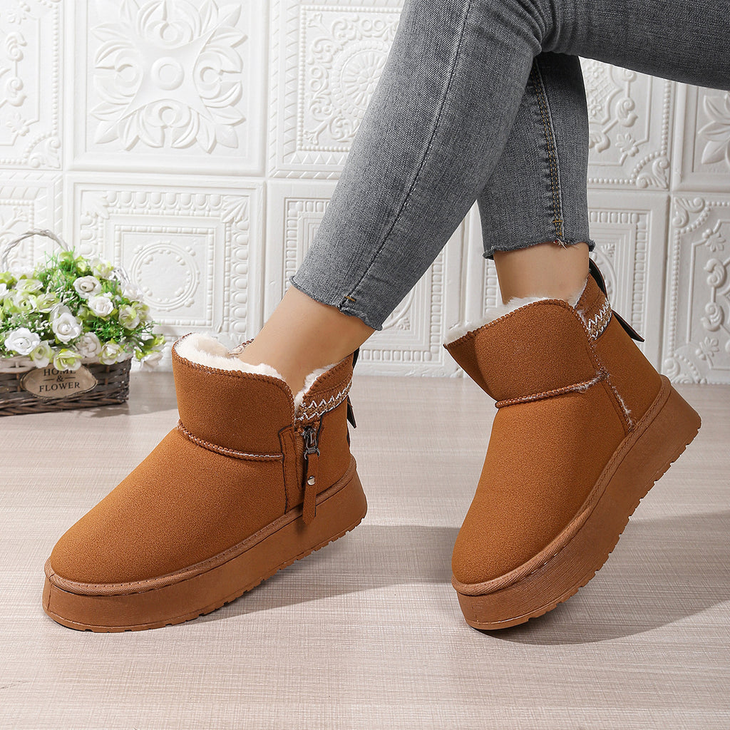 Side Zipper Thick Sole Height Increasing Snow Boots For Women
