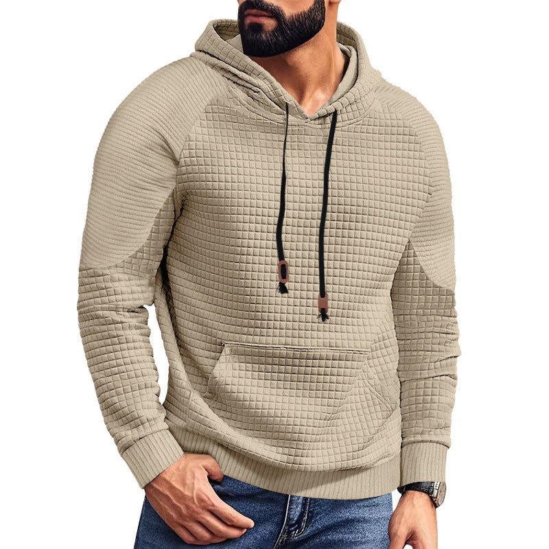Casual Hooded Men's Checkered Pullover Sweatshirt With Large Pockets - product type - NovaVisio