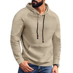 Casual Hooded Men's Checkered Pullover Sweatshirt With Large Pockets - product type - NovaVisio
