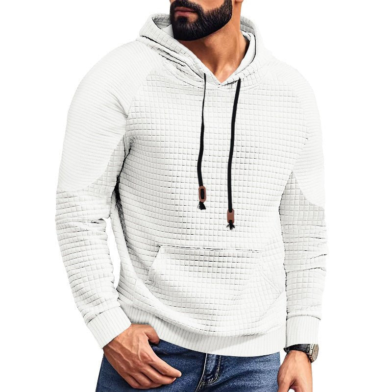 Casual Hooded Men's Checkered Pullover Sweatshirt With Large Pockets - product type - NovaVisio