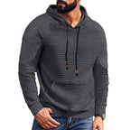Casual Hooded Men's Checkered Pullover Sweatshirt With Large Pockets - product type - NovaVisio