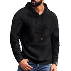 Casual Hooded Men's Checkered Pullover Sweatshirt With Large Pockets - product type - NovaVisio