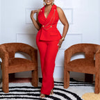 Chain - Decorated Wide - Leg Jumpsuit - Suit Collar African Style, 3 Colors - product type - NovaVisio