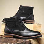 British Style Retro Martin Boots Mid-top Carved Men's